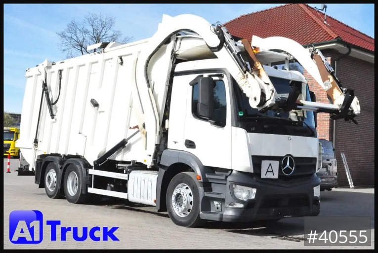 Mercedes-Benz - Müllwagen - LKW > 7.5 - TGS 26.320, Faun 533 Frontlader, Überkopflader Müllwagen, 