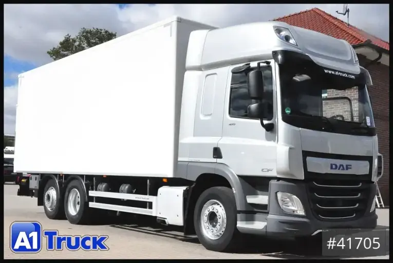 DAF - Koffer - LKW > 7.5 - CF 450 LL LBW, Lift-Lenkachse, L 7,4m. H 2,6m 