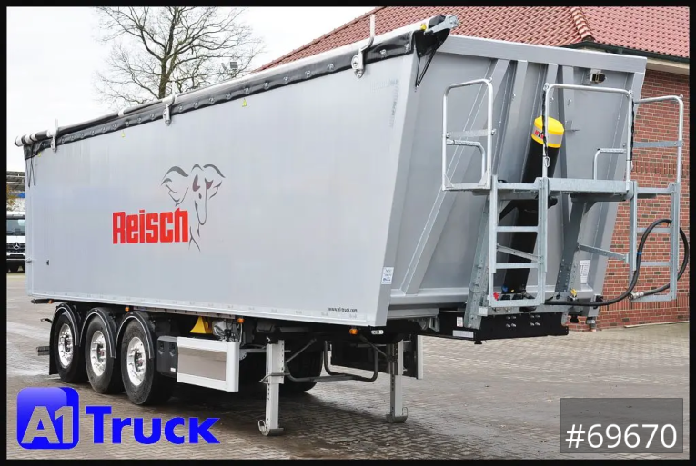 Reisch - Kipper - Auflieger - RHKS, Alu-Kippmulde 52m³, Kombitüren, Alufelgen, Liftachse,  