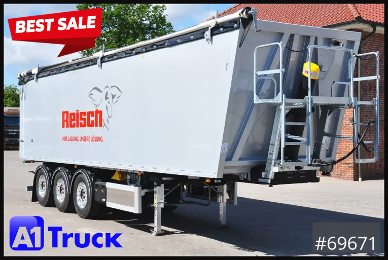 Reisch - Kipper - Auflieger - RHKS, Alu-Kippmulde 52m³, Kombitüren, Alufelgen, Liftachse,  