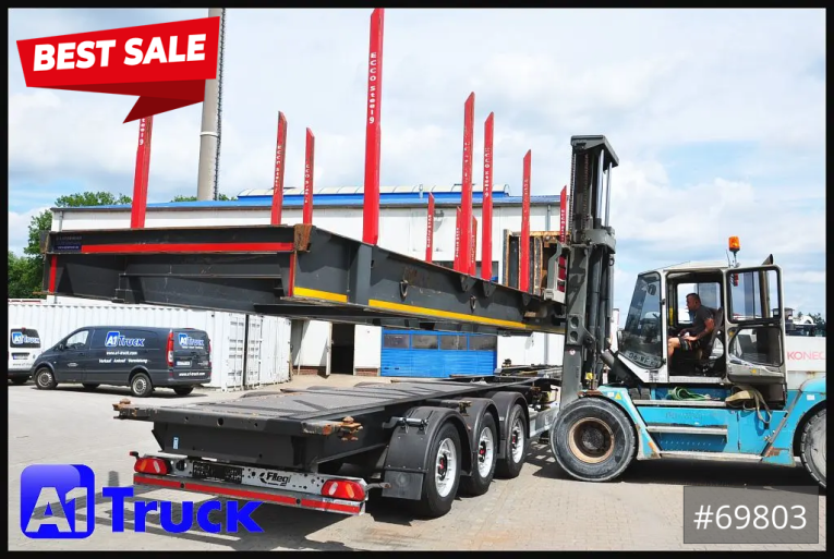 Fliegl - Holztransport - Auflieger - SDS01, Langholz, Containeraufbau, Liftachse,  