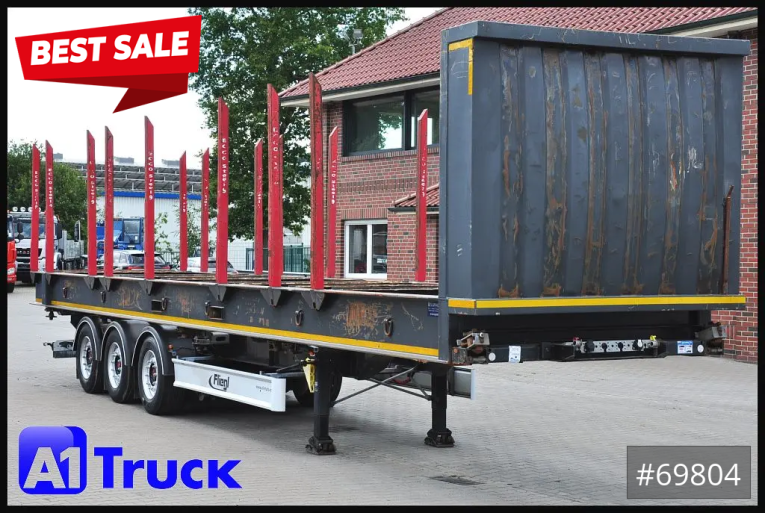 Fliegl - Holztransport - Auflieger - SDS01, Langholz, Containeraufbau, Liftachse,  